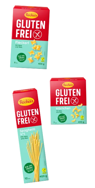 Packungen Recheis Glutenfrei Fadennudeln, Penne und Spaghetti