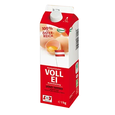 Karton mit pasteurisierten Voll-Eiern aus Österreich, Holzmann Vollei