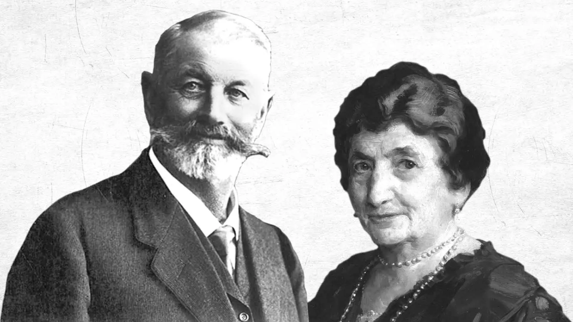 Schwarzweißporträt von Josef und Marianne Recheis nebeneinander