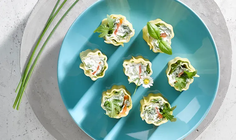 BIO Lasagne Rolls mit Lachs und Rucola