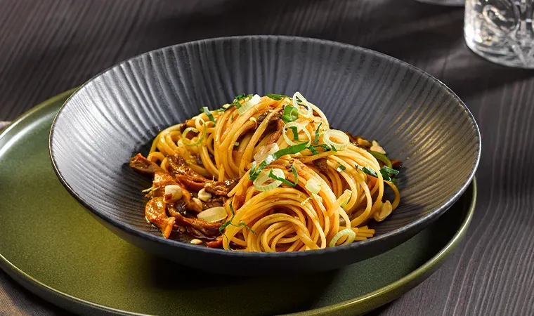 Pulled Pilz Linguine
