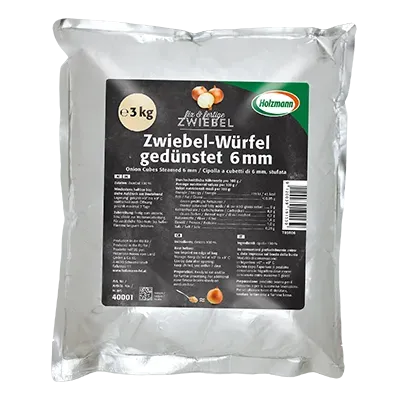 3-kg-Packung gedünstete Zwiebelwürfel 6 mm von Holzmann
